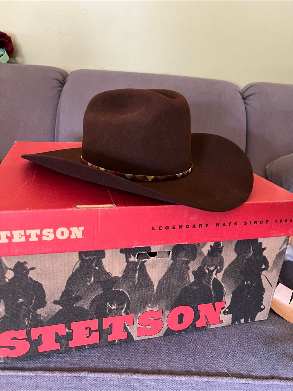 Stetson Brown Felt Western Hat with Patterned Bead Band